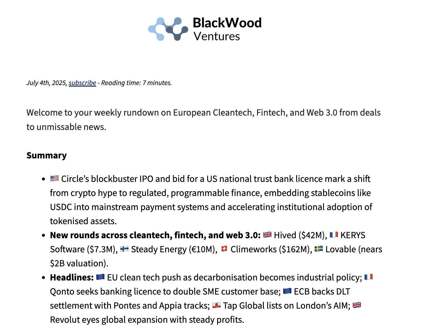 Week 27 - Industry Briefing